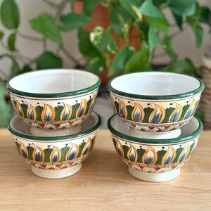 Tabletops Unlimited Deruta Italian Pottery Hand Painted Soup Cereal Bowls 4 Pc
